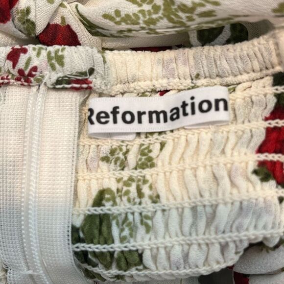 Reformation Bacio Floral Long Sleeve Square Neck Smocked Top Women's Size 6 - Picture 5 of 6